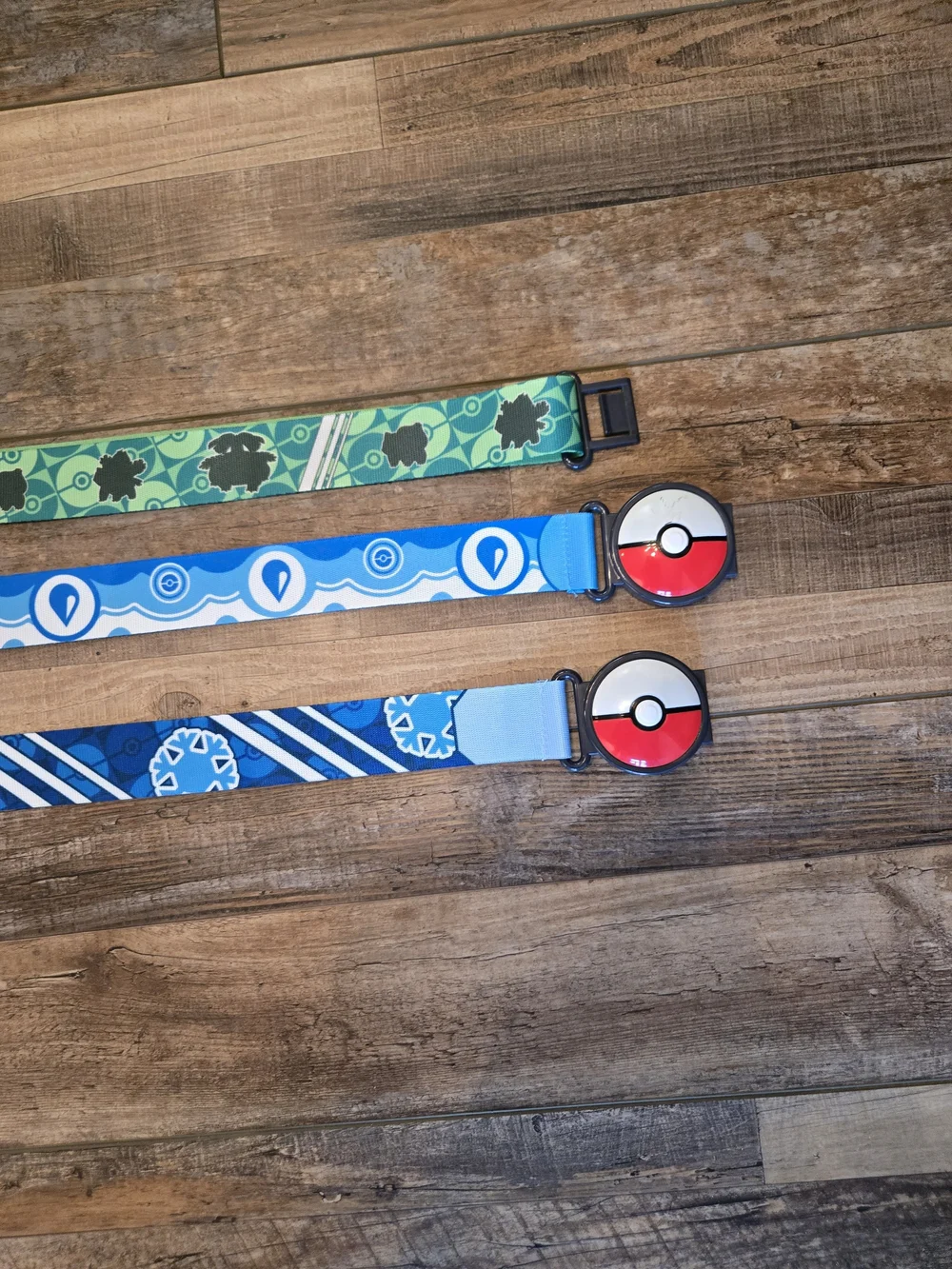 Pokémon Belt Lot Set of 3 Pokéball Buckle Adjustable Bulbasaur Water Ice Type